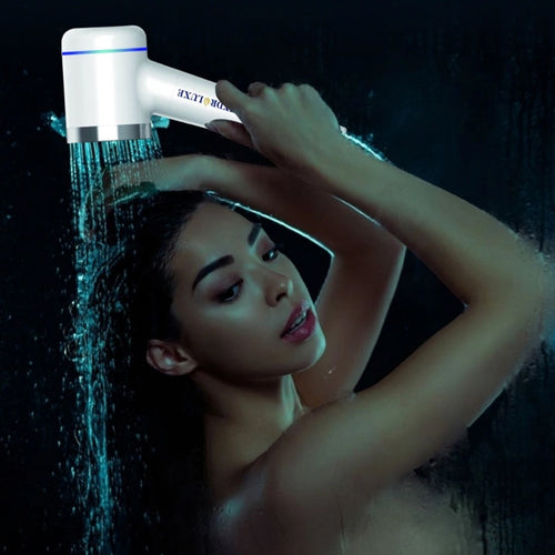 a lady using HydroLuxe Platinum Ion Stream - Shower Head